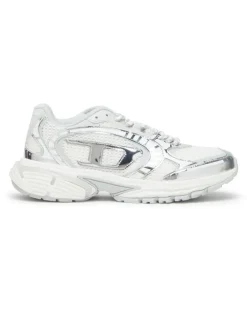 S-Pro-V-Dense-Sneakers aus Metallic-Mesh mit Oval D-Logo - Sneakers - Damen - Weiss