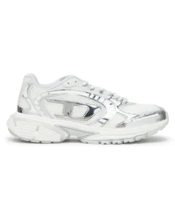 S-Pro-V-Dense-Sneakers aus Metallic-Mesh mit Oval D-Logo - Sneakers - Damen - Weiss