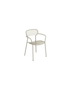 Stapelbarer Sessel Apero - Beige - gefirnister Stahl - Designer Martin Drechsel