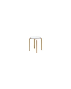 Stappelbarer Hocker L-leg - Weiß - Lackiertes Birkenfurnier - Designer Alvar Aalto