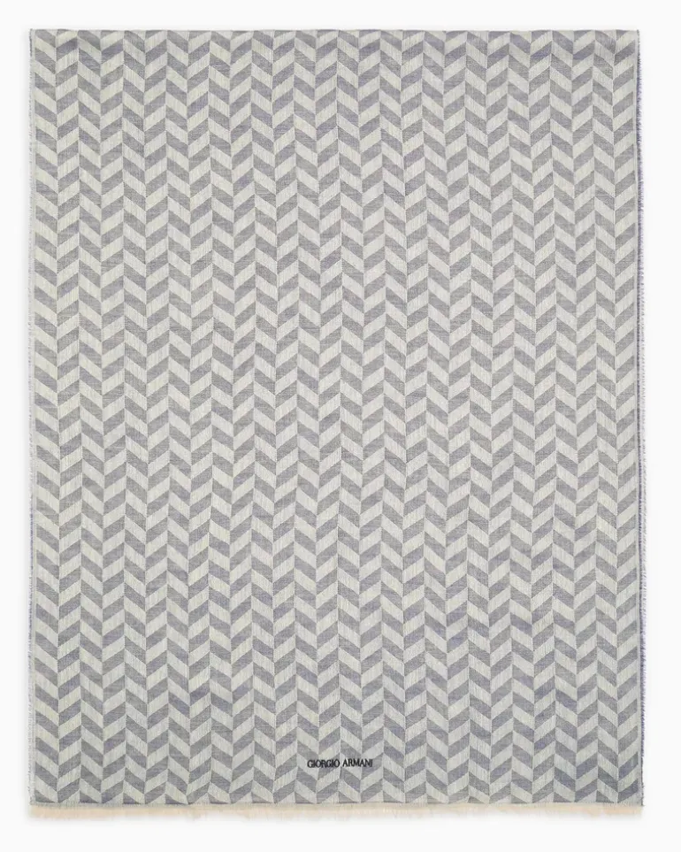 Stola aus Kaschmir in Jacquard-Stoff-Verarbeitung Blau
