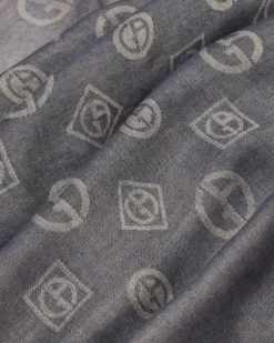 Stola aus Kaschmir in Jacquard-Stoff-Verarbeitung Blau