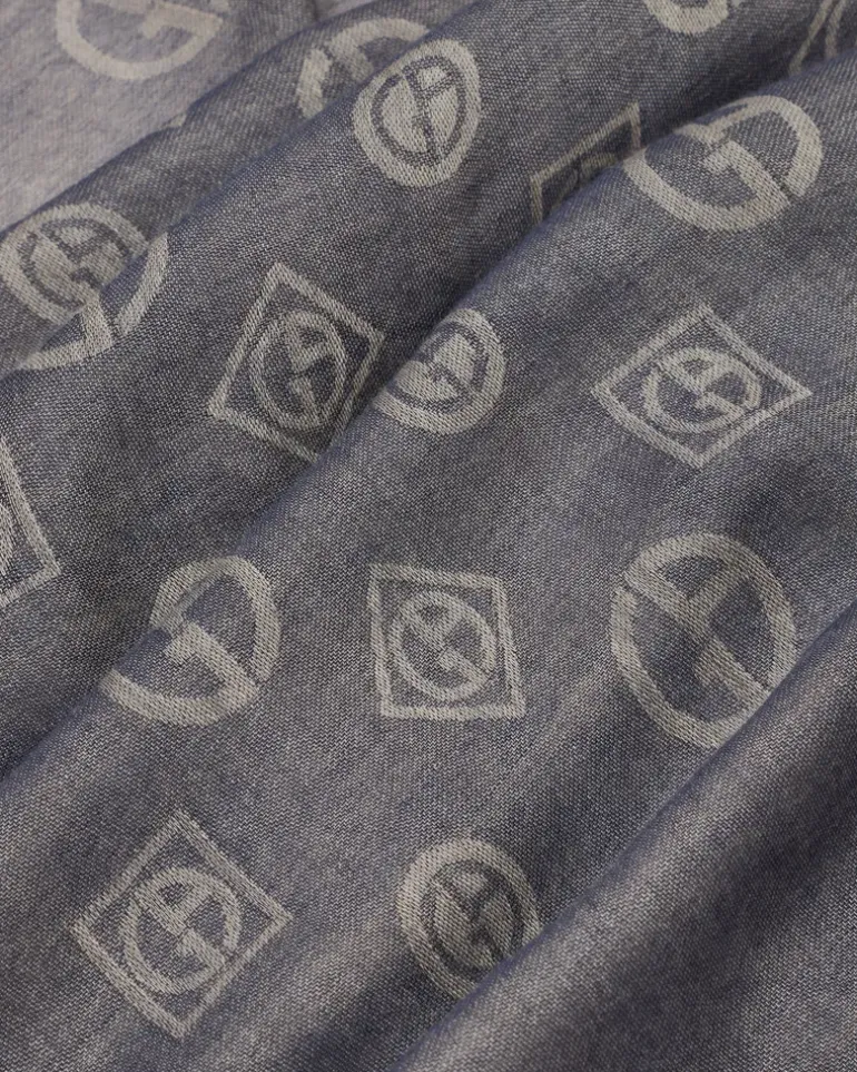 Stola aus Kaschmir in Jacquard-Stoff-Verarbeitung Blau
