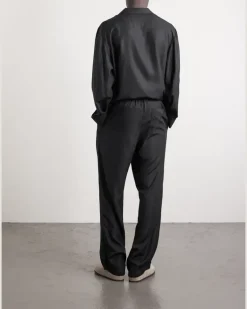 Straight-Leg Lyocell Pyjama Trousers Black