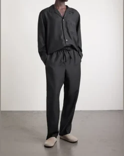 Straight-Leg Lyocell Pyjama Trousers Black
