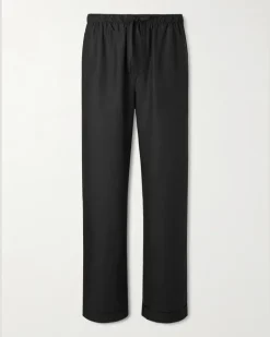 Straight-Leg Lyocell Pyjama Trousers Black