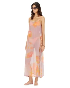 Strandkleid aus Chiffon mit Blumenmuster - Out of water - Damen - Violett