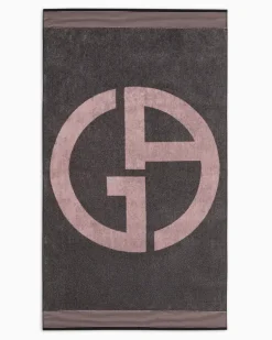 Strandtuch aus Baumwolle mit Jacquard-Stoff-Logo Pink