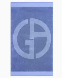 Strandtuch aus Baumwolle mit Jacquard-Stoff-Logo Violett