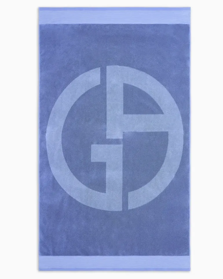 Strandtuch aus Baumwolle mit Jacquard-Stoff-Logo Violett