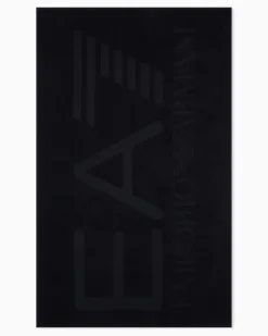 Strandtuch aus Baumwolle mit Logo Schwarz