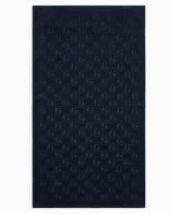 Strandtuch aus Baumwollfrottee mit Monogramm Blau