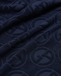 Strandtuch aus Baumwollfrottee mit Monogramm Blau