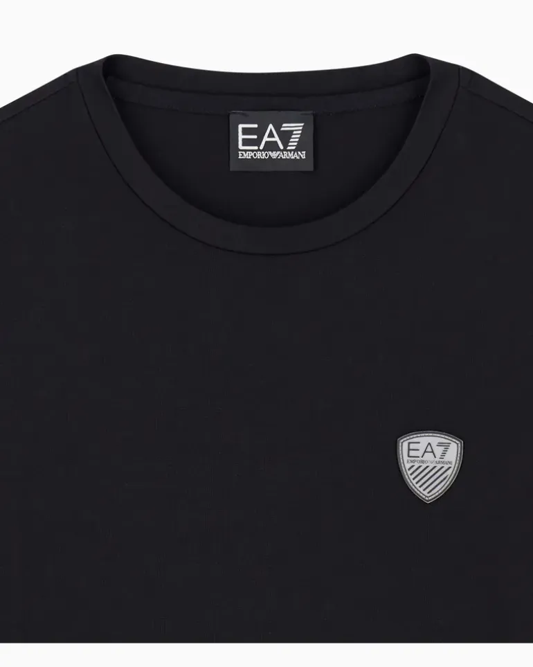 Stretchjersey Langarmshirt mit Schildlogo Premium Shield Schwarz