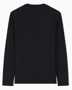 Stretchjersey Langarmshirt mit Schildlogo Premium Shield Schwarz