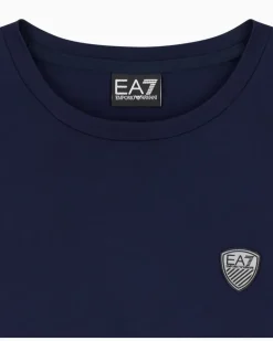 Stretchjersey Langarmshirt mit Schildlogo Premium Shield Blau
