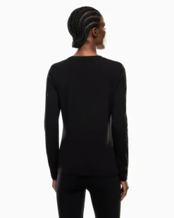 Stretchjersey Langarmshirt aus Baumwolle Core Lady Schwarz