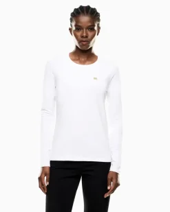 Stretchjersey Langarmshirt aus Baumwolle Core Lady Weiß