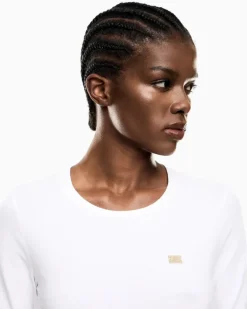 Stretchjersey Langarmshirt aus Baumwolle Core Lady Weiß