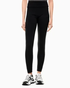 Stretchjersey Leggings mit hoher Taille der Logo Series Schwarz