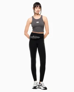 Stretchjersey Leggings mit hoher Taille der Logo Series Schwarz