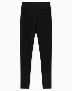 Stretchjersey Leggings mit hoher Taille der Logo Series Schwarz