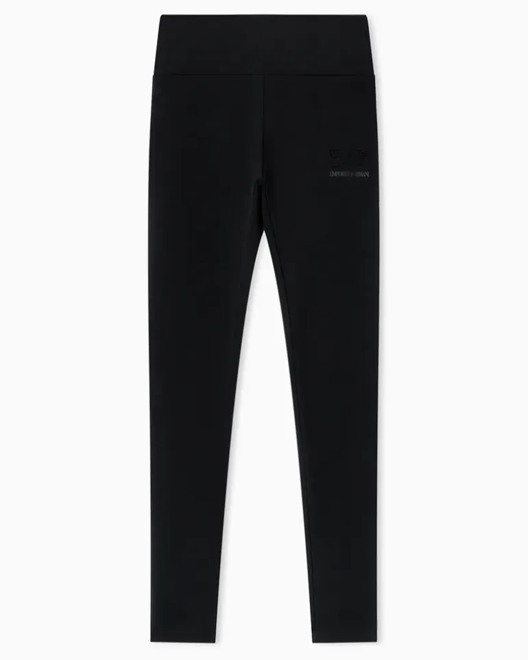 Stretchjersey Leggings mit hoher Taille der Logo Series Schwarz