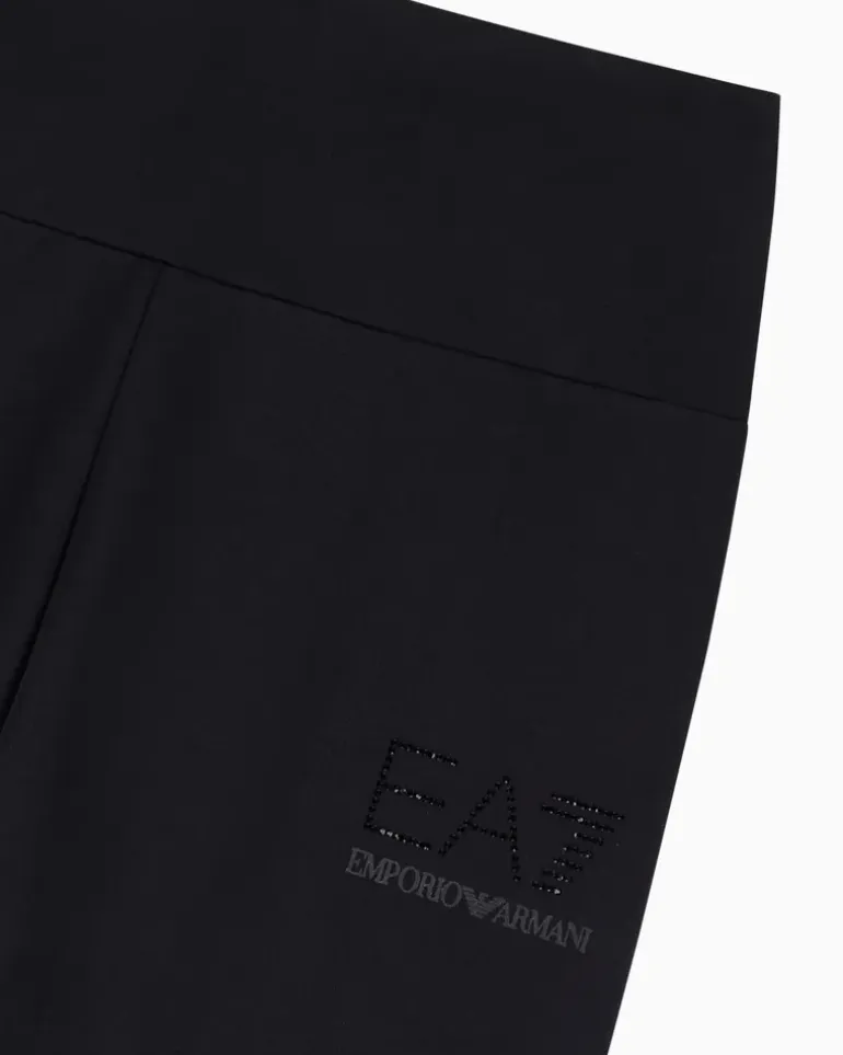 Stretchjersey Leggings mit hoher Taille der Logo Series Schwarz
