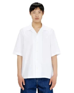 Stretch-Popeline-Hemd mit Oval-D-Stickerei - Hemden - Herren - Weiss