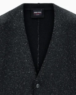 Strickblazer Giorgio's aus gesprenkelter Kaschmirmischung Schwarz