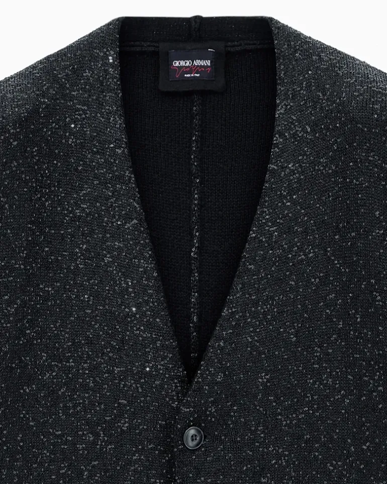 Strickblazer Giorgio's aus gesprenkelter Kaschmirmischung Schwarz