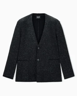 Strickblazer Giorgio's aus gesprenkelter Kaschmirmischung Schwarz