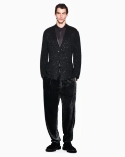 Strickblazer Giorgio's aus gesprenkelter Kaschmirmischung Schwarz