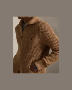 Strickjacke aus Waffelpiqué Brown