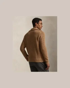 Strickjacke aus Waffelpiqué Brown