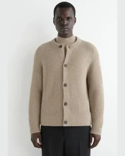 Strickjacke Aus Wolle Mit Rundhalsausschnitt Beige
