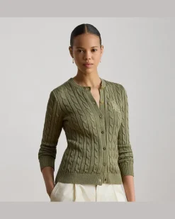 Strickjacke mit Zopfmuster Green