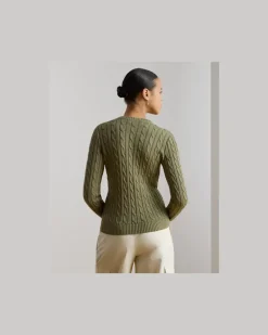 Strickjacke mit Zopfmuster Green