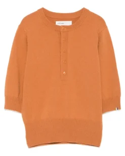 Strickoberteil mit Knopfleiste - Orange