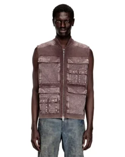 Strickweste mit Reißverschluss und Cargo-Taschen - Strickwaren - Herren - Braun