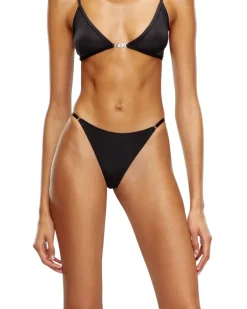 String aus Mikrofaser mit Oval D-Plakette - Strings - Damen - Schwarz