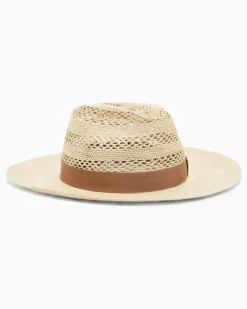 Strohhut mit Lochmuster Beige
