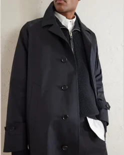 Structured Cotton-Blend Coat Black