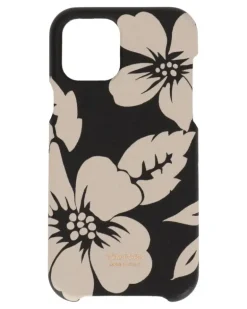 Strukturierte Handyhülle mit Blumen-Print - Schwarz