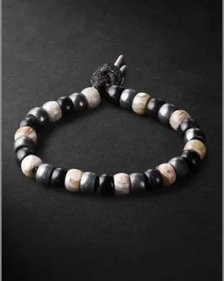 St Tropez Forte Beads White Gold Multi-Stone Bracelet Gray