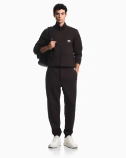 Sweatjacke im Regular Fit aus Modal-Fleece mit Stehkragen Braun