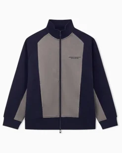 Sweatjacke im Regular Fit aus Baumwollmix mit Reißverschluss Marineblau