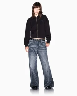 Sweatjacke im Regular Fit mit Kapuze und Reißverschluss Schwarz