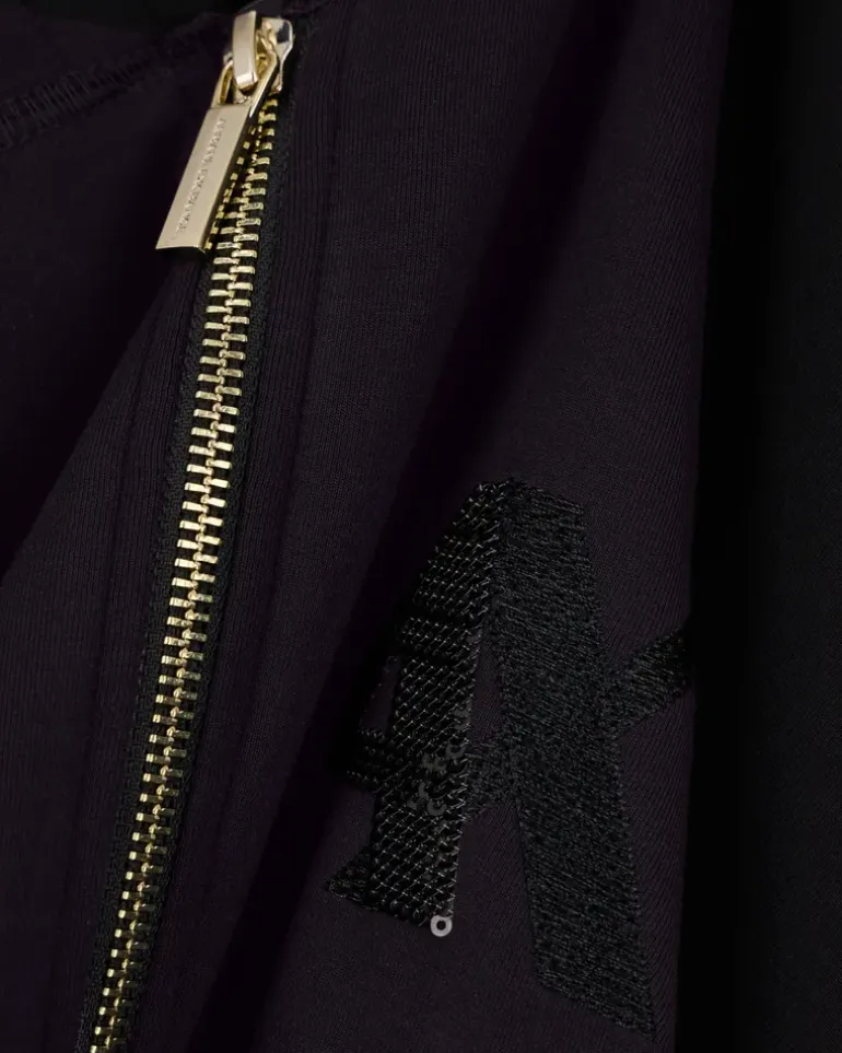 Sweatjacke im Regular Fit mit Kapuze und Reißverschluss Schwarz