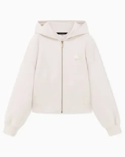 Sweatjacke im Regular Fit mit Kapuze und Reißverschluss Beige